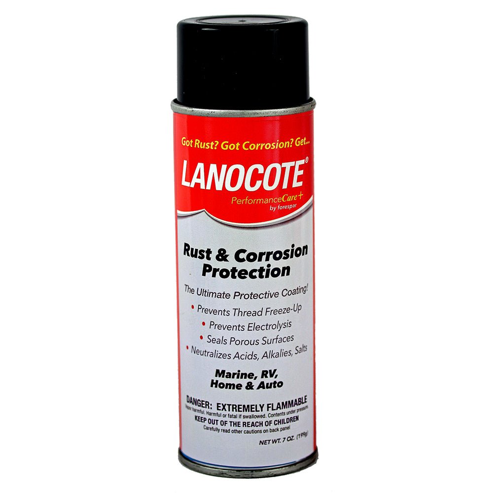 Forespar Lanocote Rust and Corrosion Solution in a 7 oz. bottle, used for protecting marine accessories from rust and corrosion.