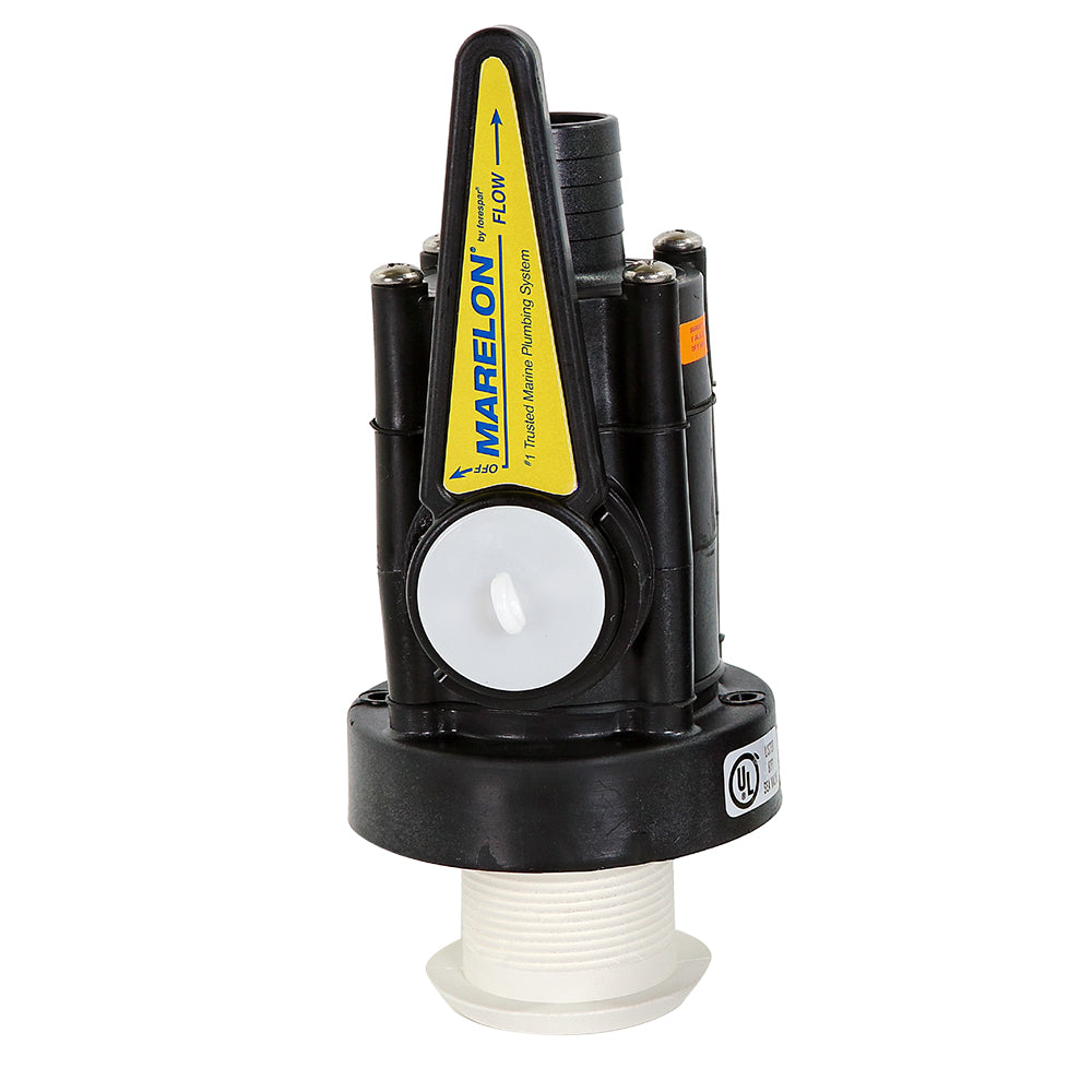 Forespar Marelon full-flow seacock 1-1/2 inch mushroom through-hull fitting for marine plumbing, durable marine-grade fittings.