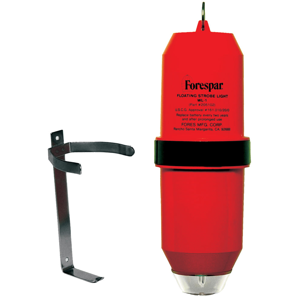 Forespar WL-1 Floating Strobe LED Water Light shown in safety light with bright flashing LED for boat safety.