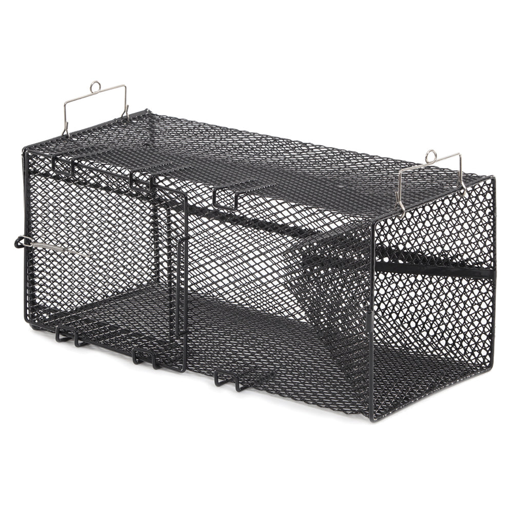 Frabill Black Pinfish Rectangular Trap for fishing, 18x12x8 inches, durable fishing accessory with mesh sides for bait storage