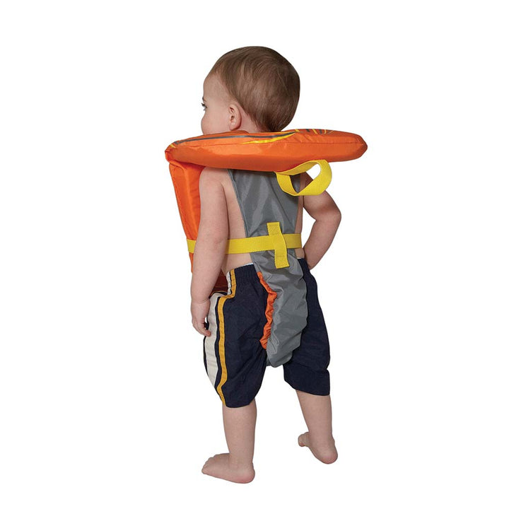 Pink Full Throttle Baby-Safe Life Vest for infants up to 30 lbs, personal flotation device with adjustable straps.