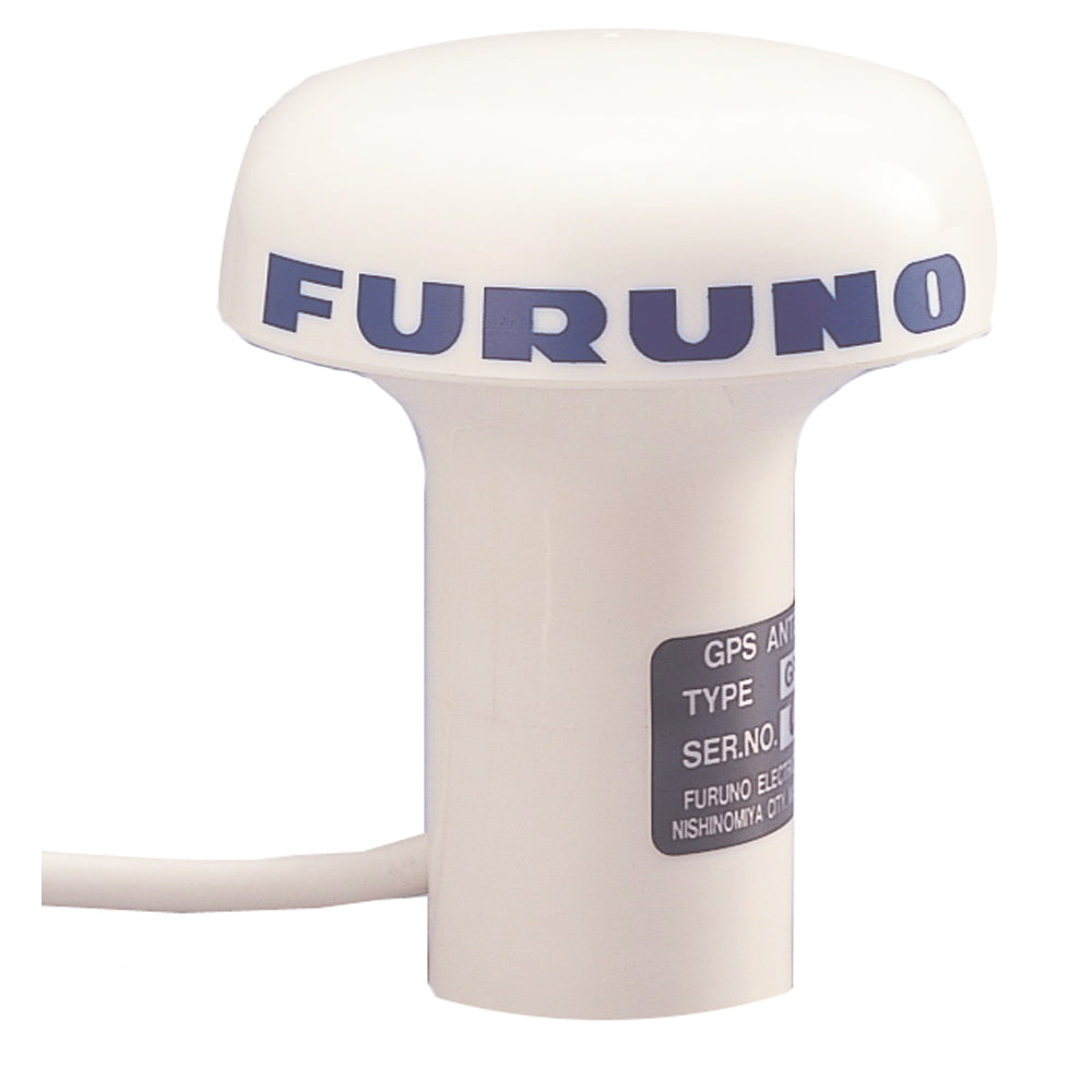 Furuno GPA017 GPS antenna with 10m cable, marine navigation accessory, white antenna with attached cable for reliable signal reception.
