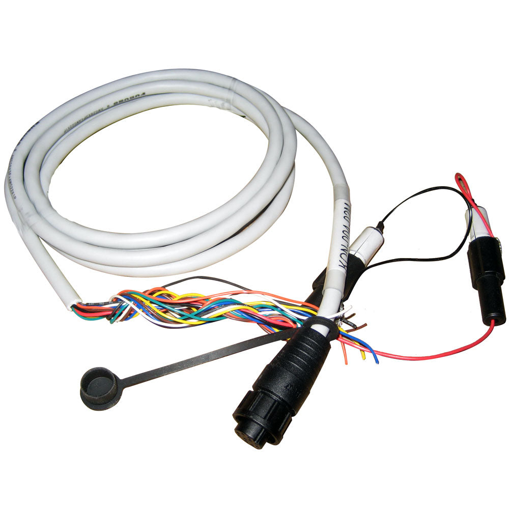 Furuno power and data cable for FCV585 and FCV620 marine fish finders, shown with connectors and cable details.