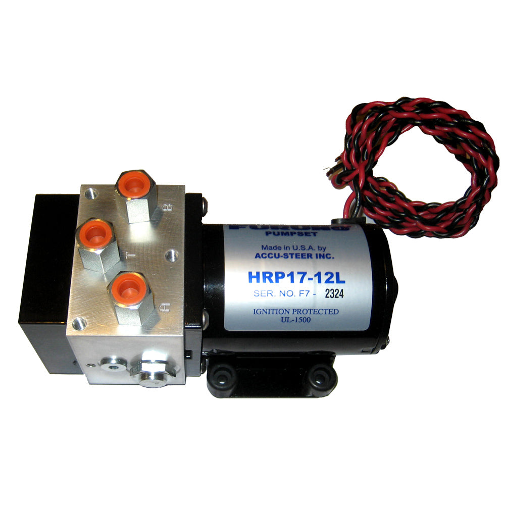 Furuno autopilot pump for marine autopilot systems, showing the compact, durable pump with hoses and connectors.