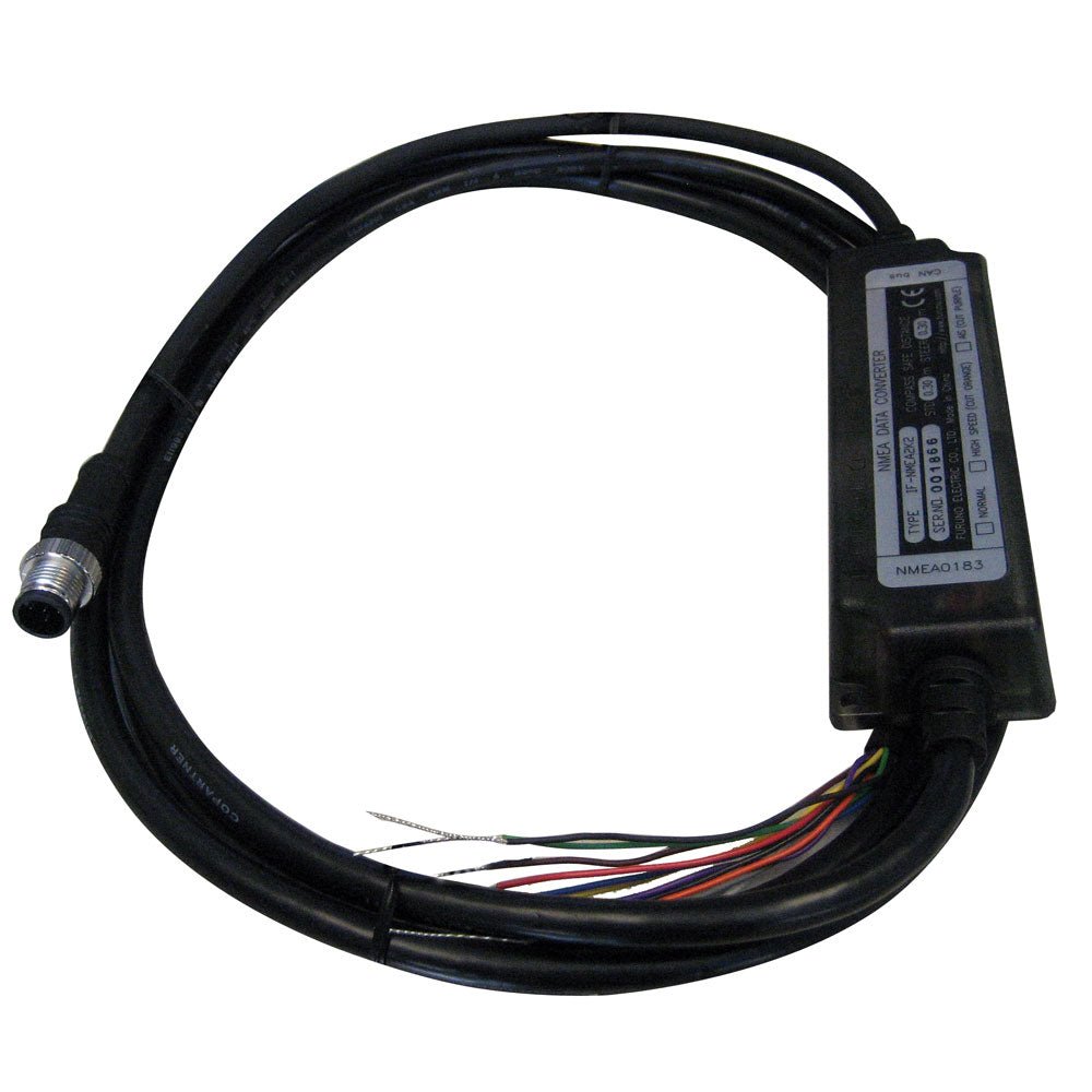 Furuno IF-NMEA2K2 converter connected to marine NMEA cables and sensors for reliable data communication.