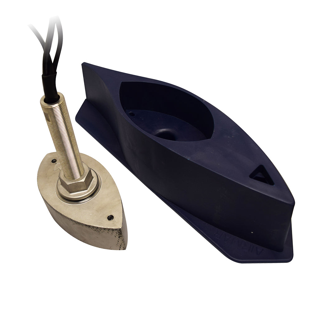 Furuno 165T-50/200-SS260 DFF3D thru-hull combo transducer for marine sonar and fish finding, mounted on boat hull.