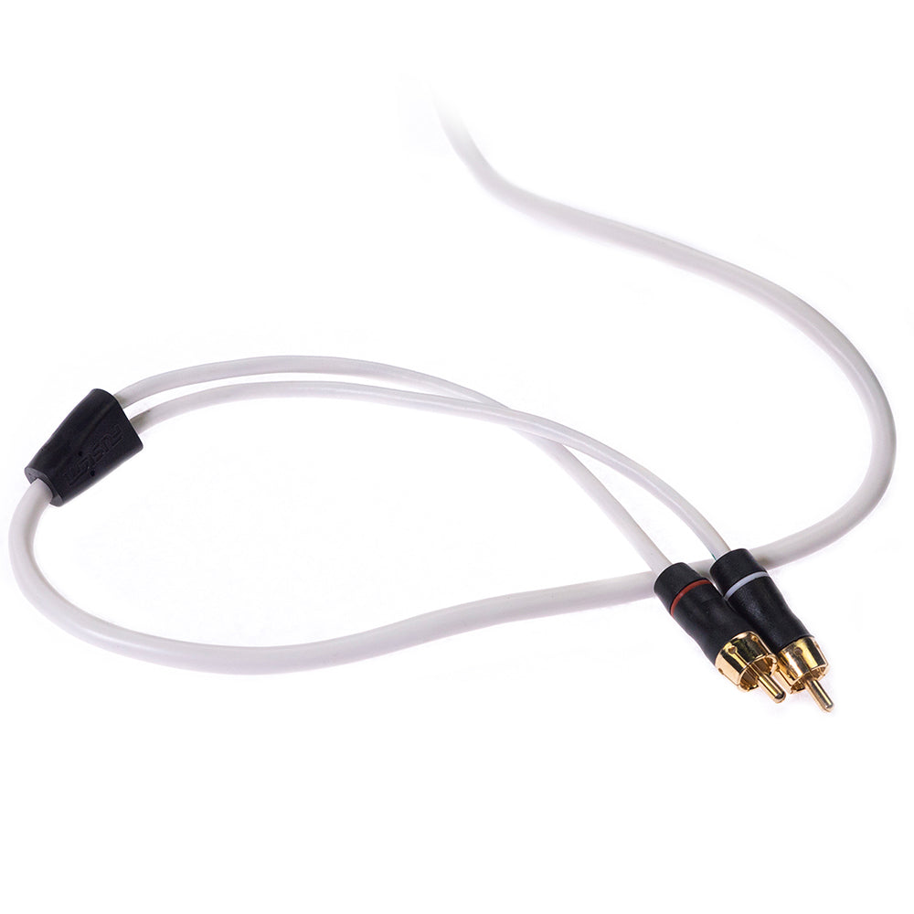 Fusion Performance RCA Cable, 2-channel stereo RCA cable for audio connections, black, with gold-plated connectors.
