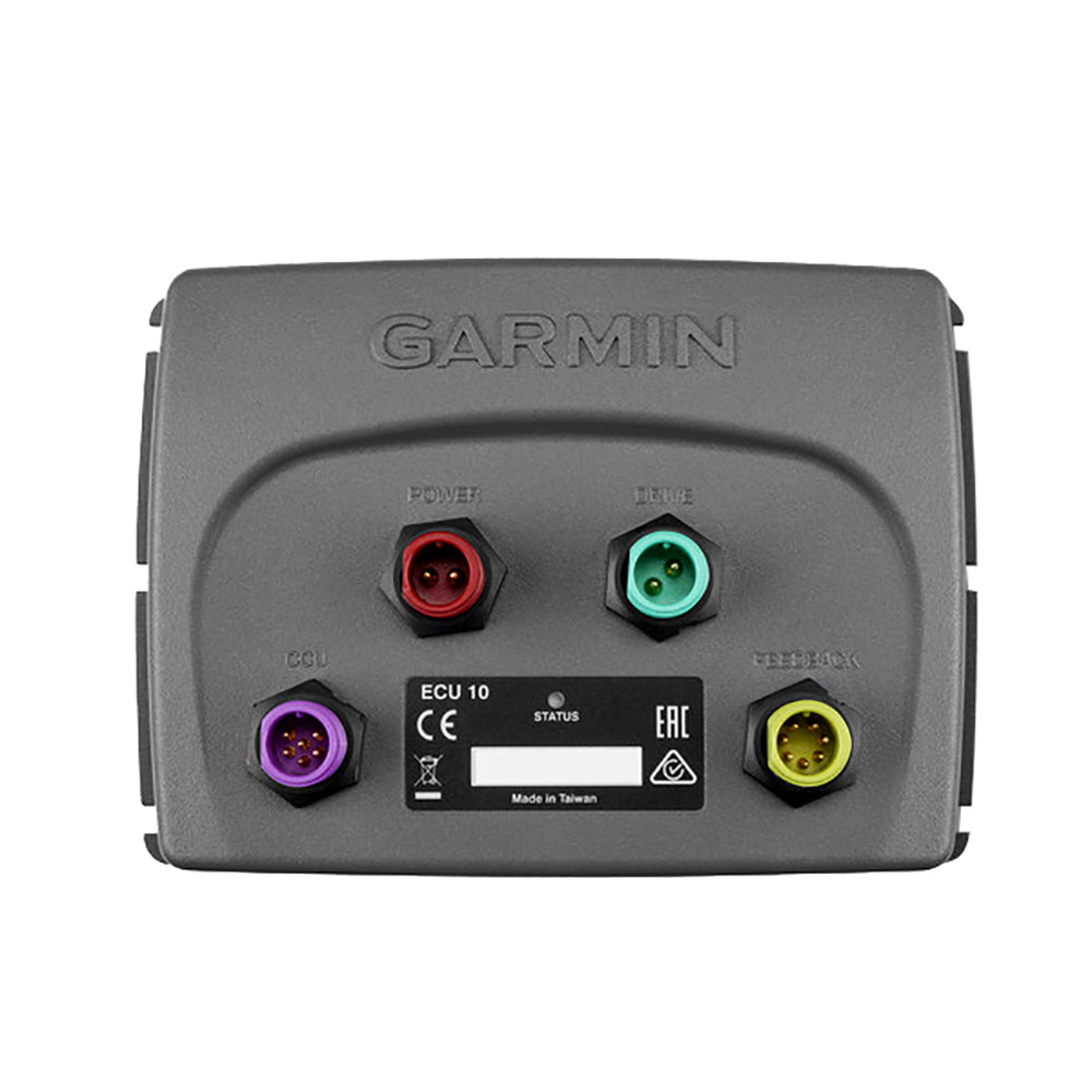 Garmin ECU 10 accessory for Reactor 40 marine autopilot system, shown in black with connector ports.