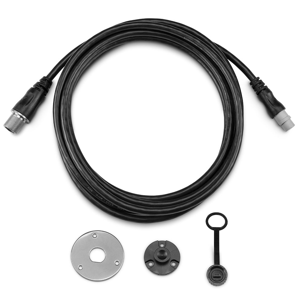 Garmin Fist Microphone Relocation Kit for VHF 210/215 radios, accessory with mounting components and cables, branded Garmin.