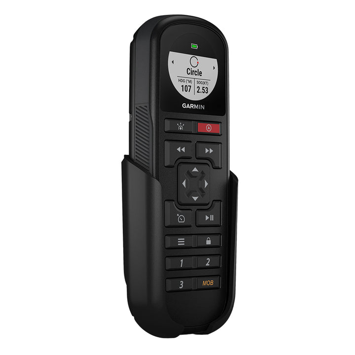 Garmin Reactor Autopilot Remote Control accessory for marine autopilot systems, featuring buttons and display for navigation control.