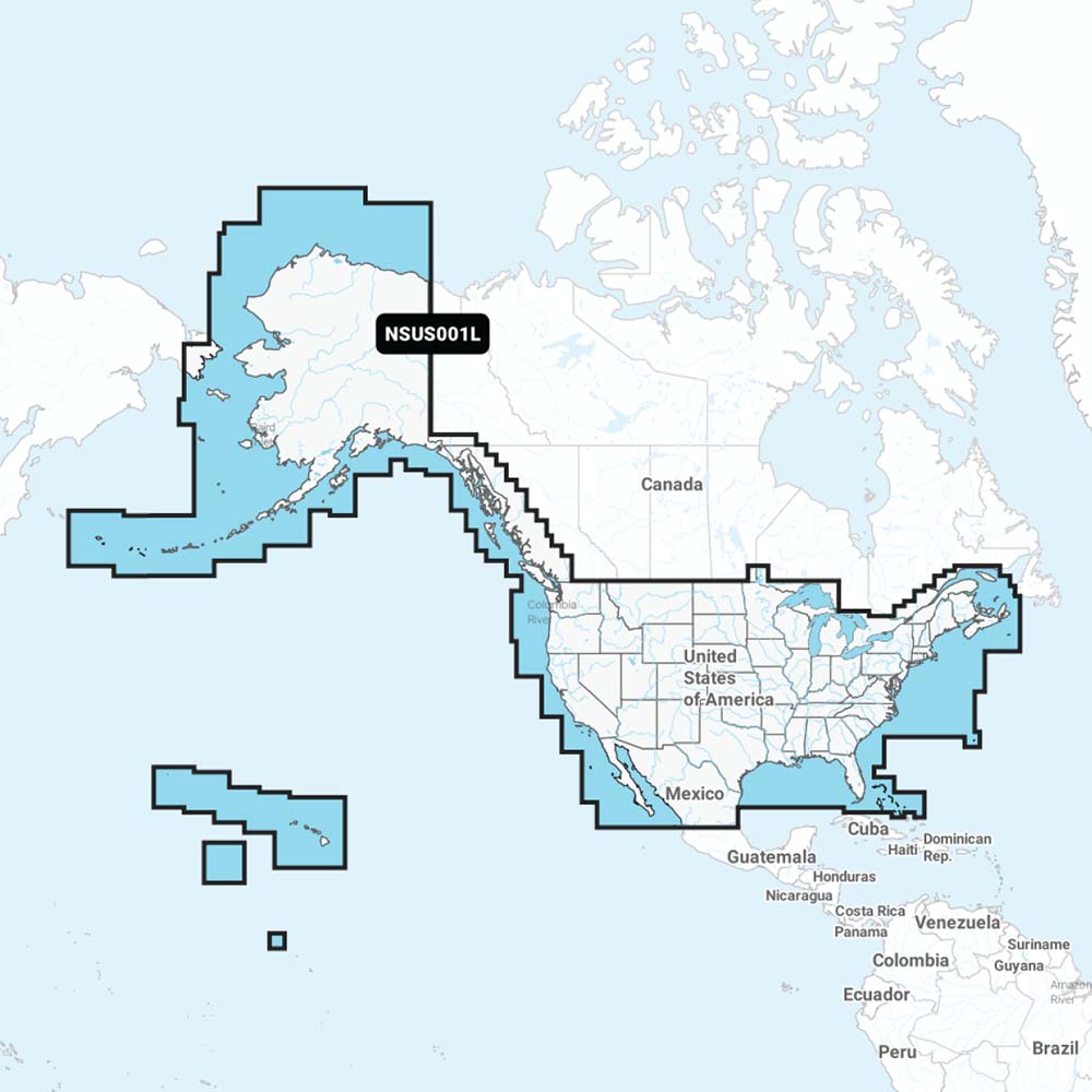 Garmin Navionics+ US Coastal Canada nautical chart map for marine navigation with detailed coastal and Canadian waters.