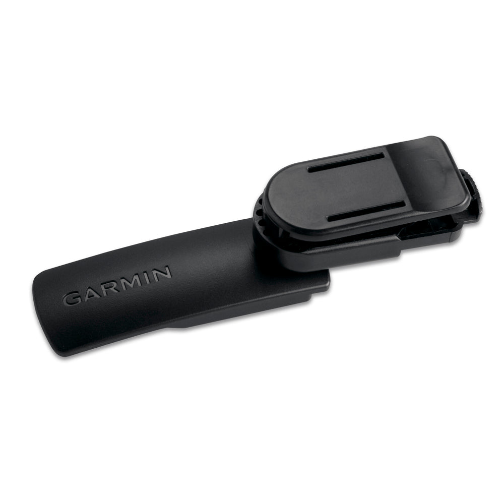 Garmin belt clip accessory for Dakota series GPS device, shown attached to the Garmin GPS accessory.