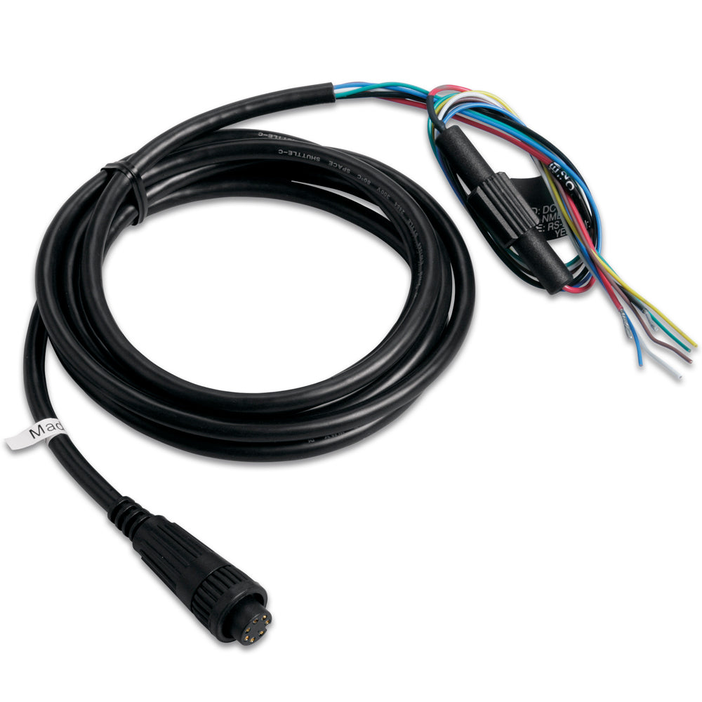 Garmin power and data cable with bare wires for Fishfinder 320C, GPS Series, and GPSMAP Series marine GPS accessories.