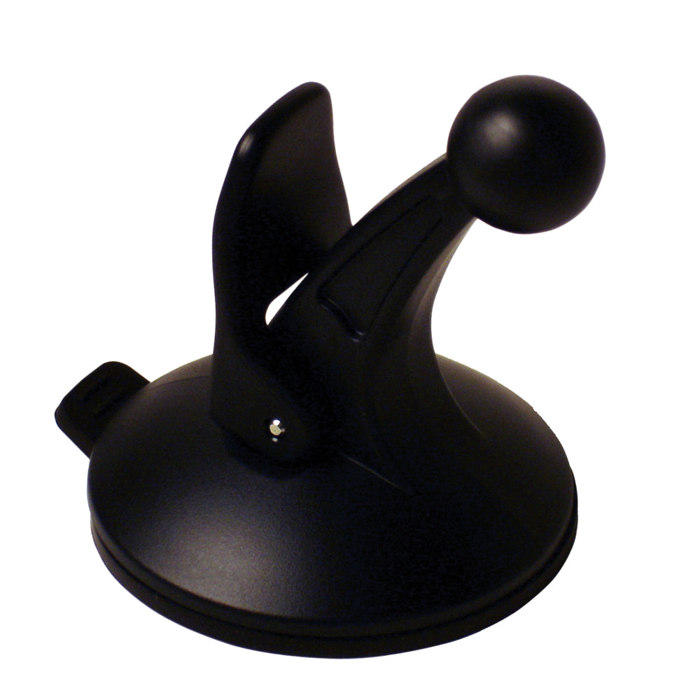 Garmin GPS suction cup mount for aera, nuLink, StreetPilot, nuvi, and zmo Series navigation devices on a vehicle windshield.