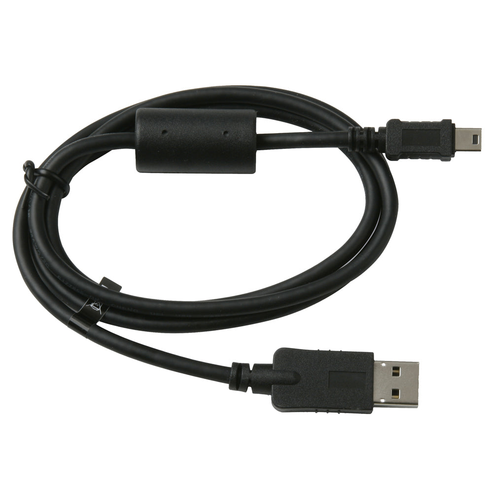 Garmin replacement USB cable for GPS devices, black accessory with USB connector and Garmin branding visible.