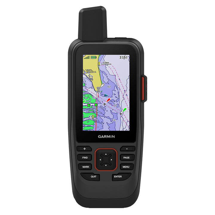 Garmin GPSMAP 86sci handheld GPS device with inReach and BlueChart g3 Coastal Charts, shown with screen and controls.