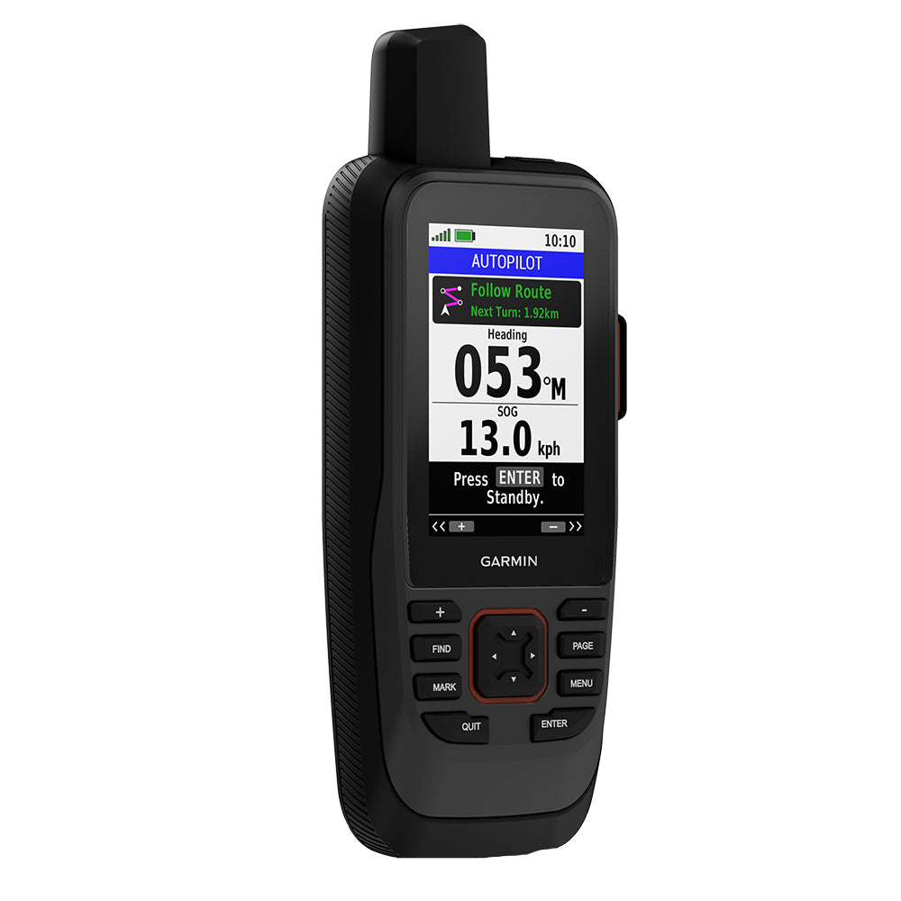 Garmin GPSMAP 86sci handheld GPS device with inReach, featuring BlueChart g3 coastal charts, in blue and black design