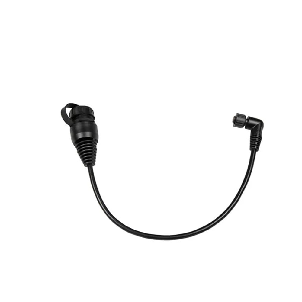 Garmin marine network adapter cable with small female right-angle connector to large female port, used for marine network connections