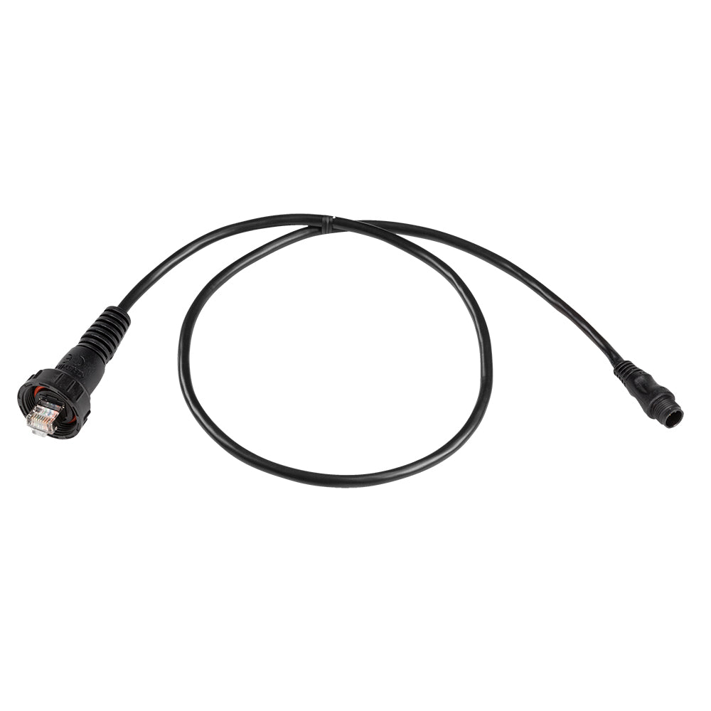Garmin Marine Network Adapter Cable connecting small to large network ports, designed for marine electronic systems.