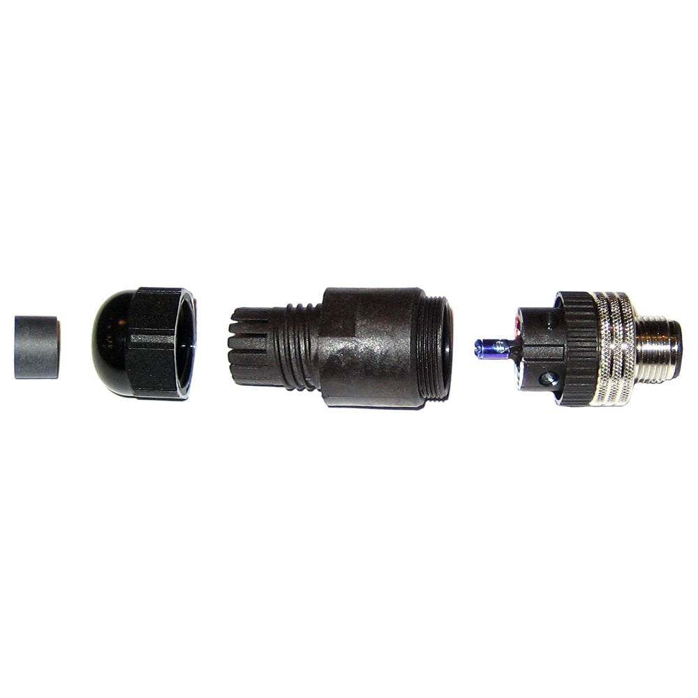 Garmin NMEA 2000 field installable male connector for marine NMEA cables and sensors, black plastic with metal contacts.