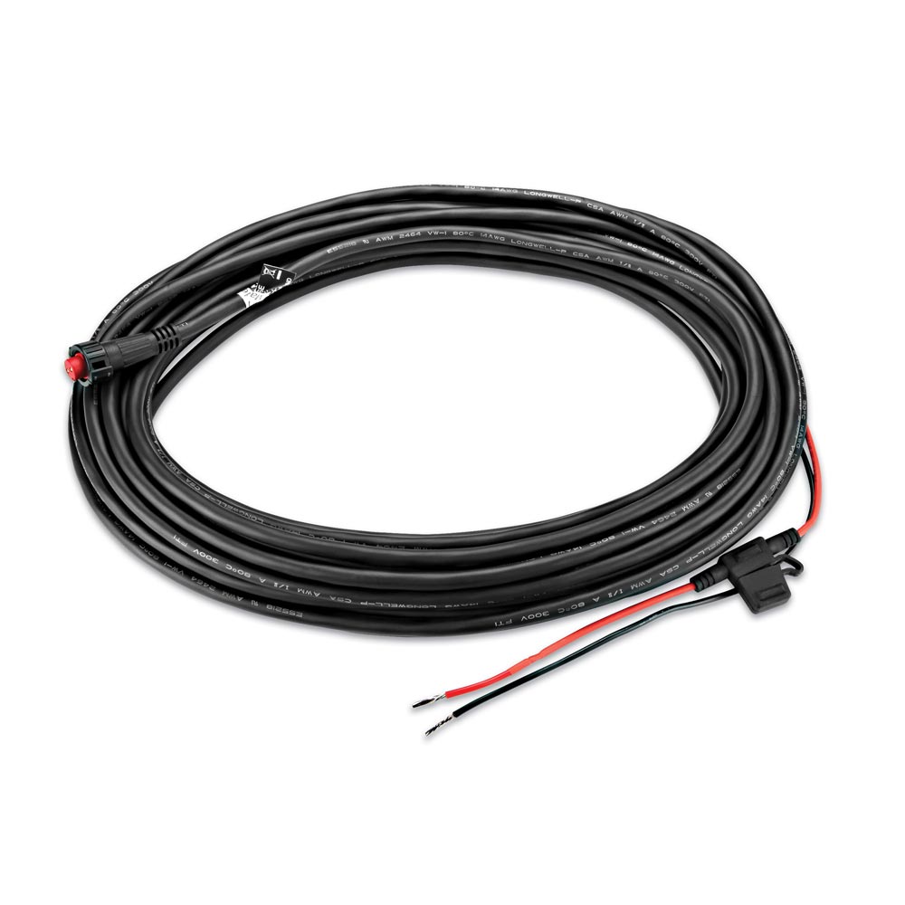 Garmin radar power cable for marine radars, black cable with connector ends, designed for Garmin radar systems.