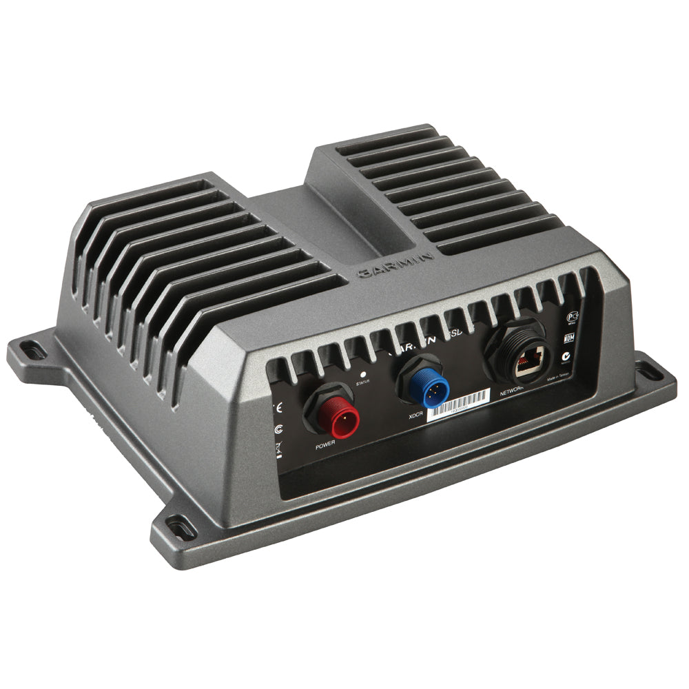 Garmin GSD 24 Digital Black Box Network Sounder displaying sonar readings on a boat fish finder screen