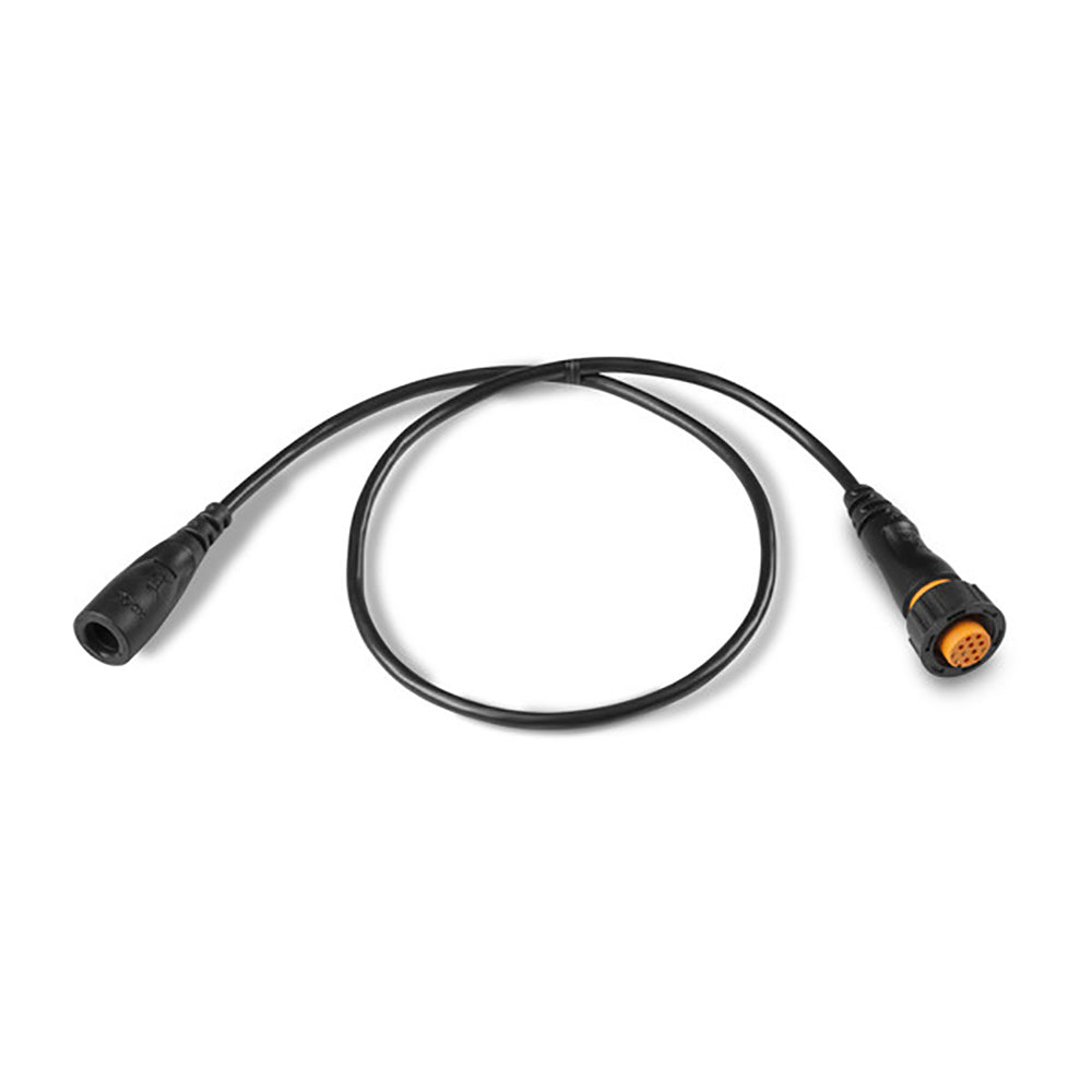 Garmin 4-pin to 12-pin transducer sounder adapter cable for marine fishfinder transducer connections.