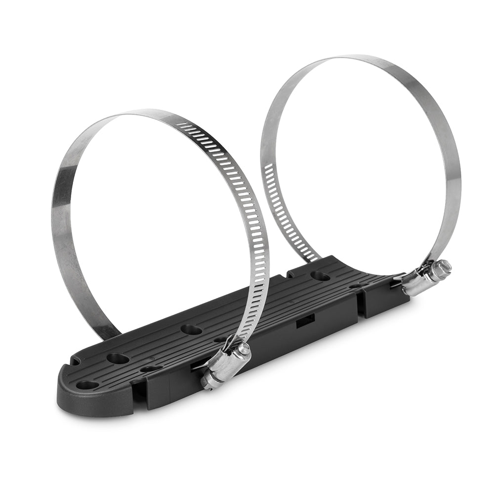 Garmin trolling motor mount accessory for GT36 and GT56 transducers, shown attached to a trolling motor.
