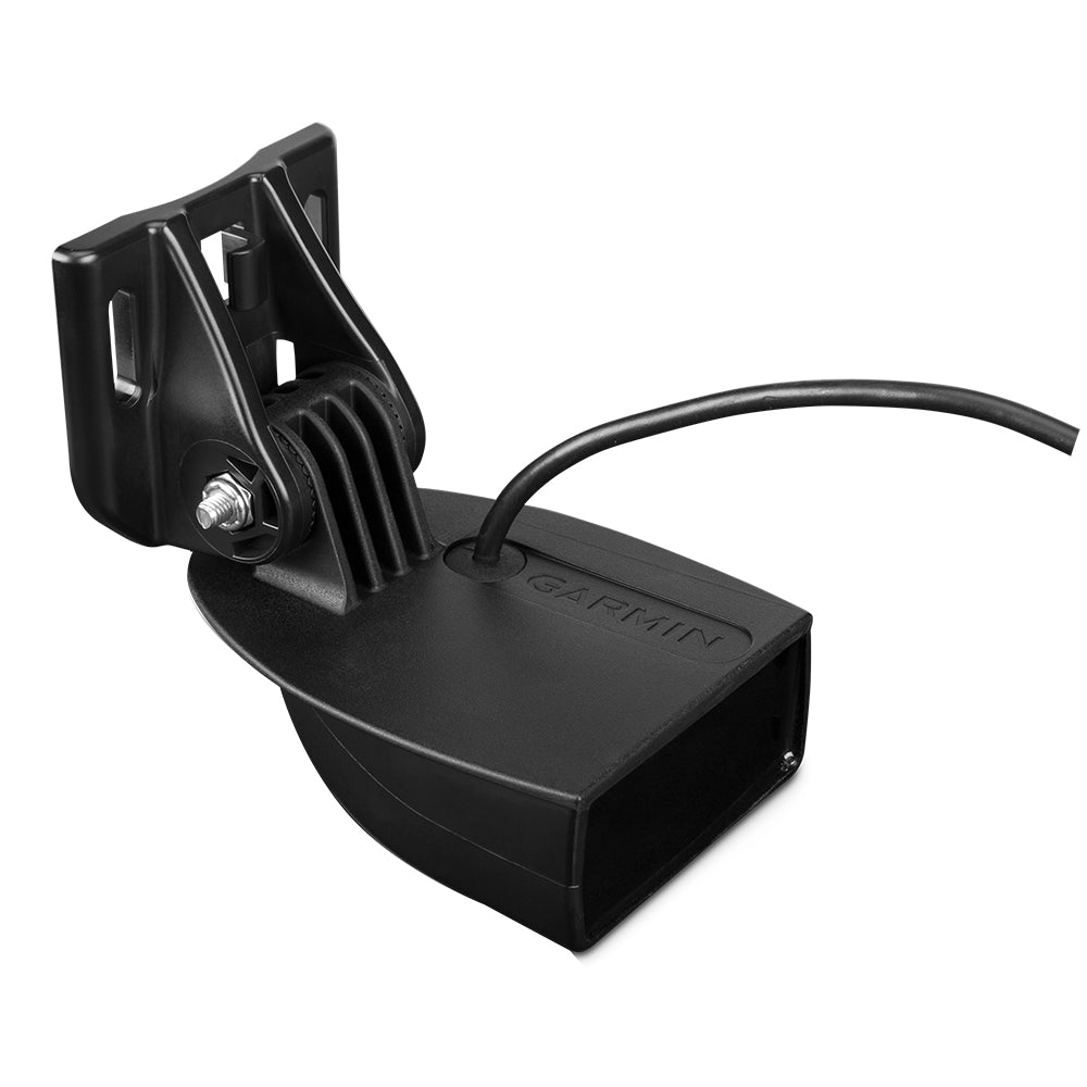 Garmin GT15M-TM transom mount transducer with 8-pin connector, used for marine fish finders and sonar systems.