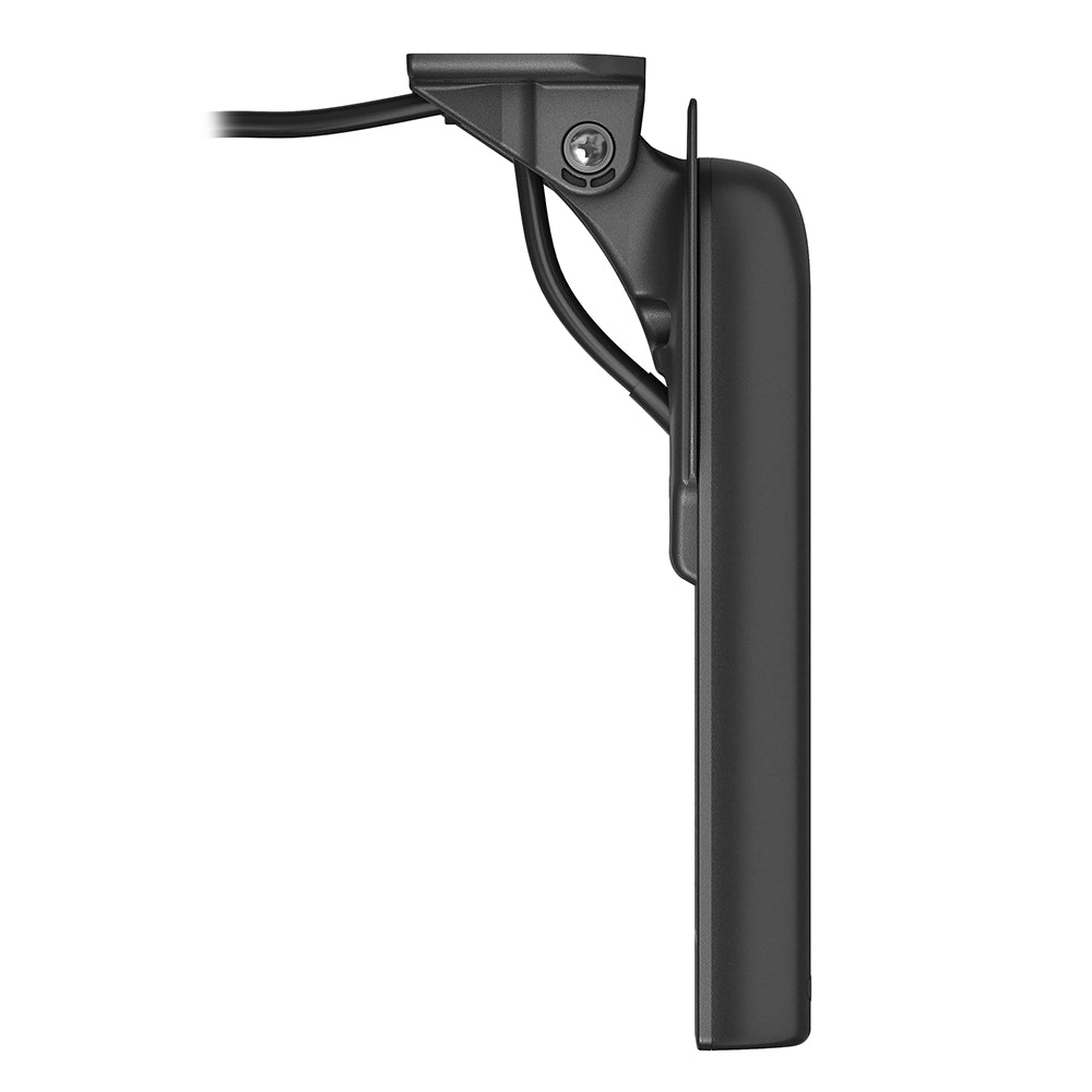 Garmin GT56UHD-TM transom mount transducer for boat sonar and fishfinder, showing transducer attached to boat hull.