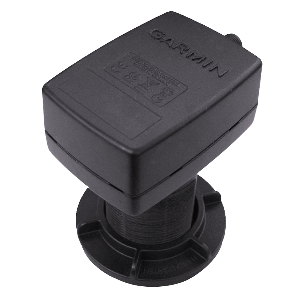 Garmin Intelliducer NMEA 2000 thru-hull transducer for 13-24 degree deadrise boats, designed for accurate marine depth and temperature readings.