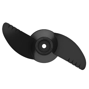 Garmin Force high efficiency trolling motor propeller attached to Garmin trolling motor for improved performance and durability.