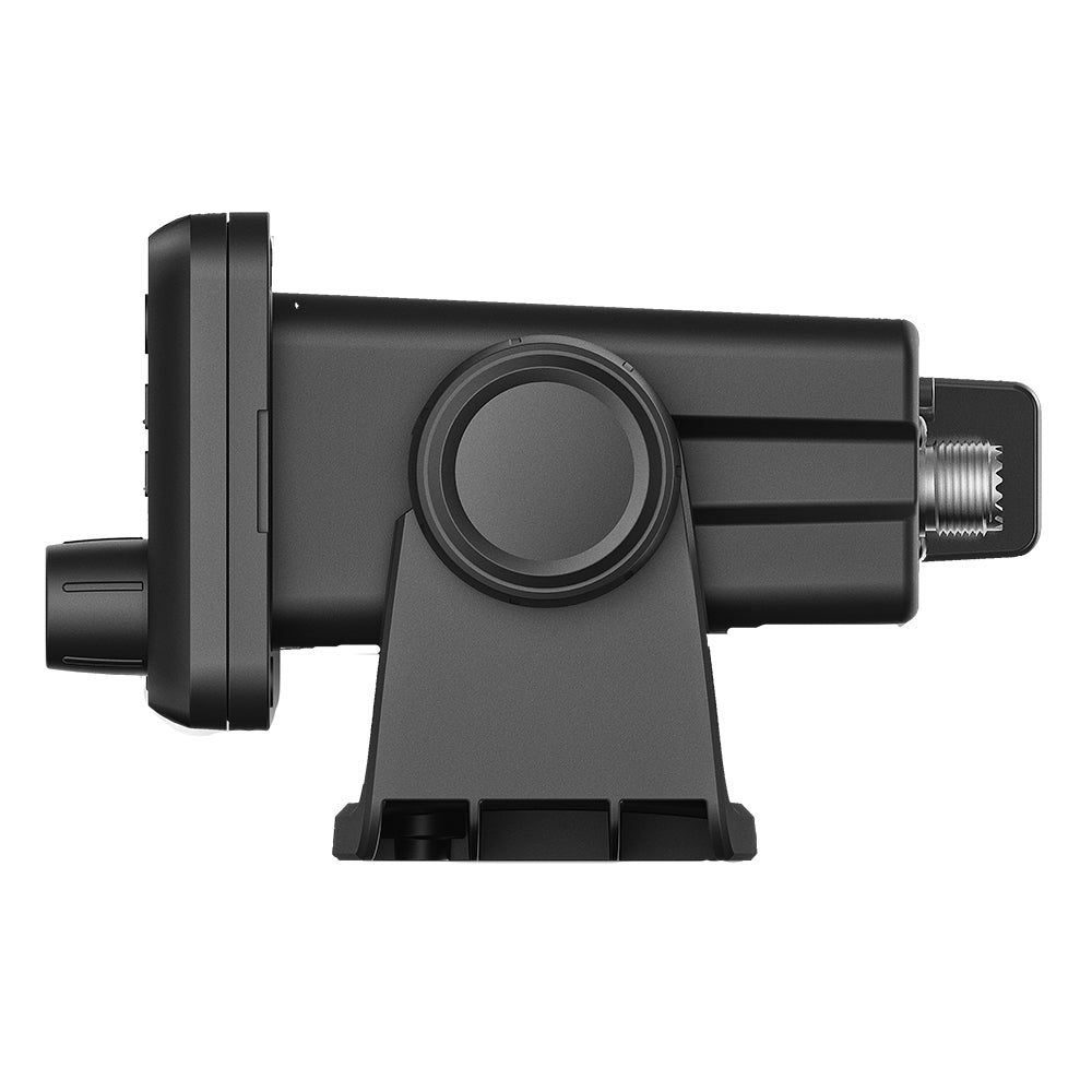 Garmin VHF 115 Marine Radio fixed mount VHF radio with display and control knobs for boat communication.