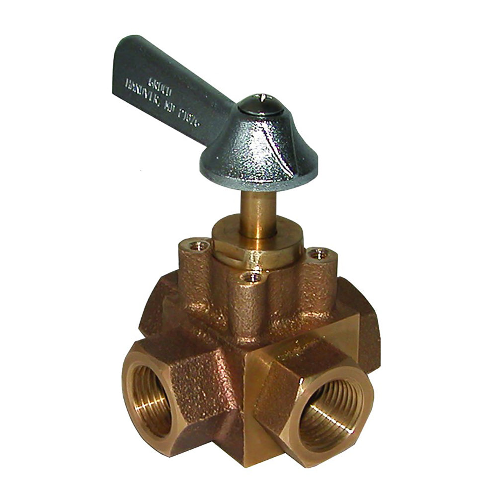 GROCO 1/2-inch 4-port tank selector valve, a plumbing fitting used to control water flow between tanks and fixtures.