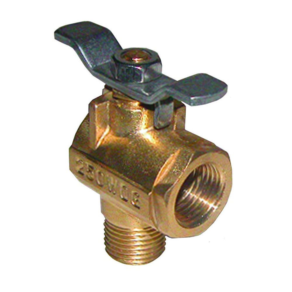 GROCO 1/2-inch NPT bronze fuel valve fitting with 90-degree angle for fuel line connection