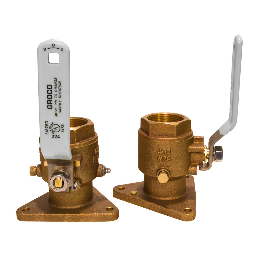 GROCO 1-inch bronze tri-flanged ball valve seacock for marine plumbing fittings, durable and corrosion-resistant.