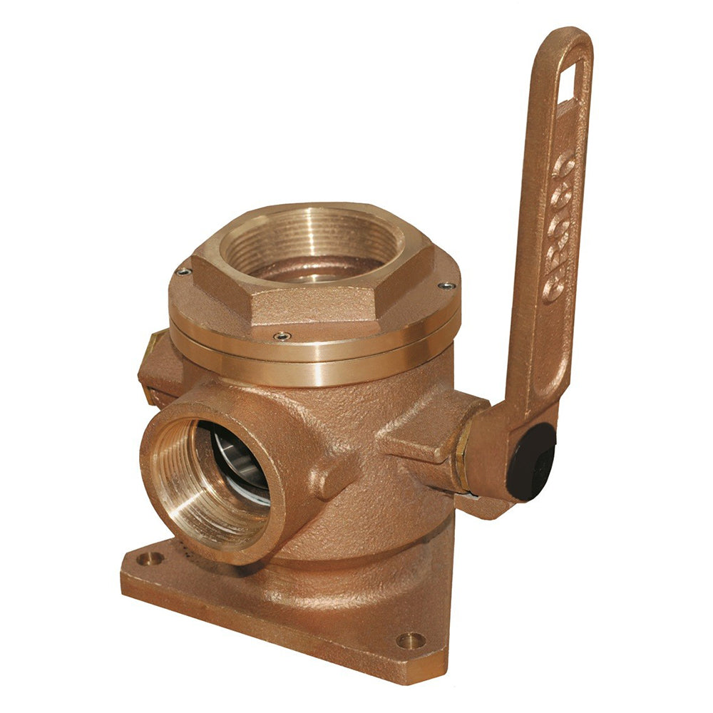 GROCO 2-inch safety seacock fitting with 1-1/2-inch side port for marine plumbing applications