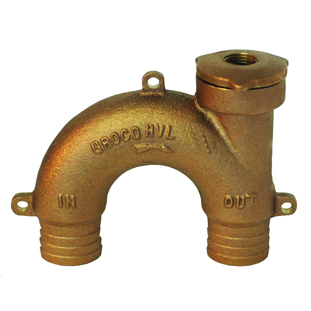 GROCO bronze vented loop for 2-inch marine sanitation hose, durable bronze construction with vented design for marine plumbing.