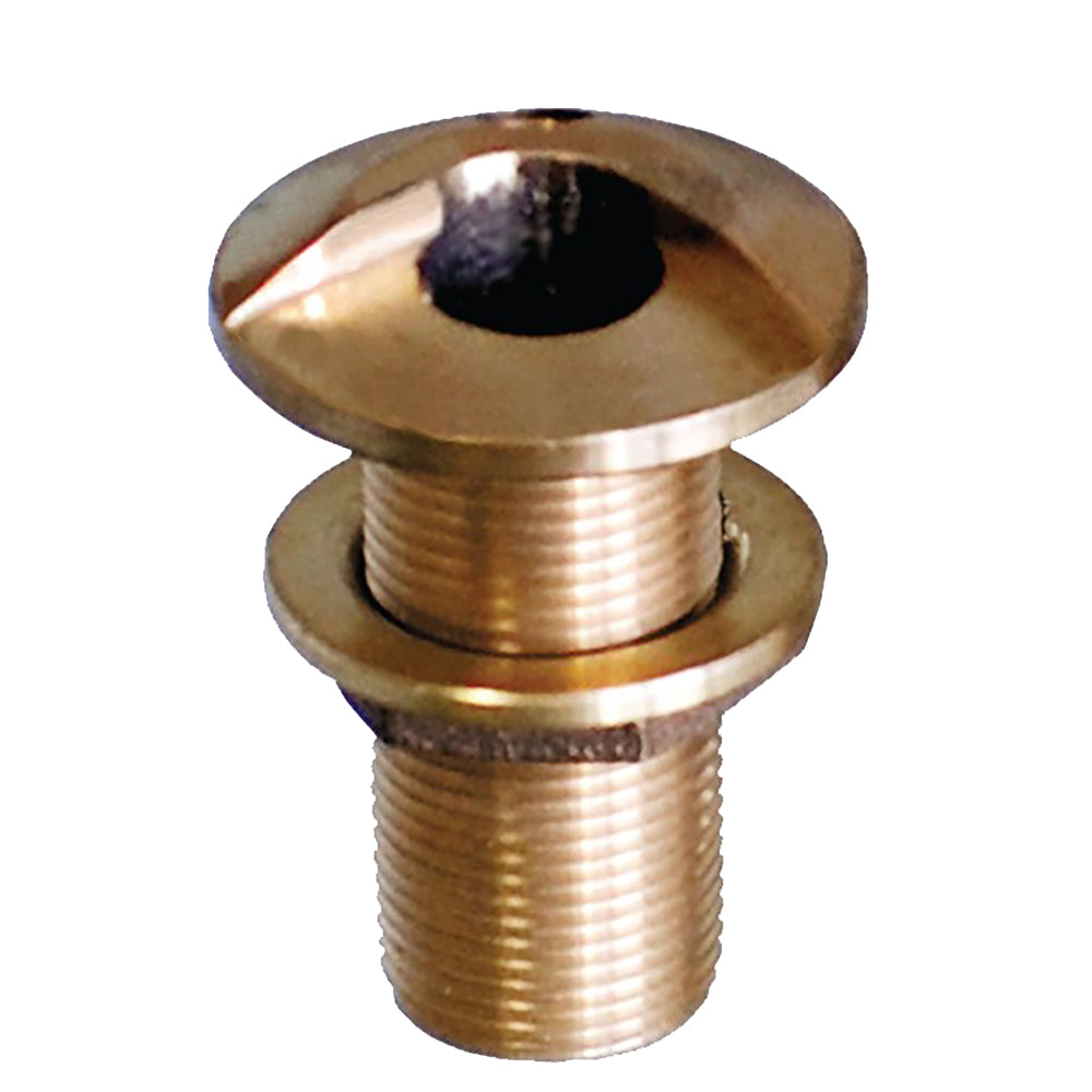 GROCO 1-1/4-inch bronze high-speed thru-hull fitting with nut for boat hull installation.