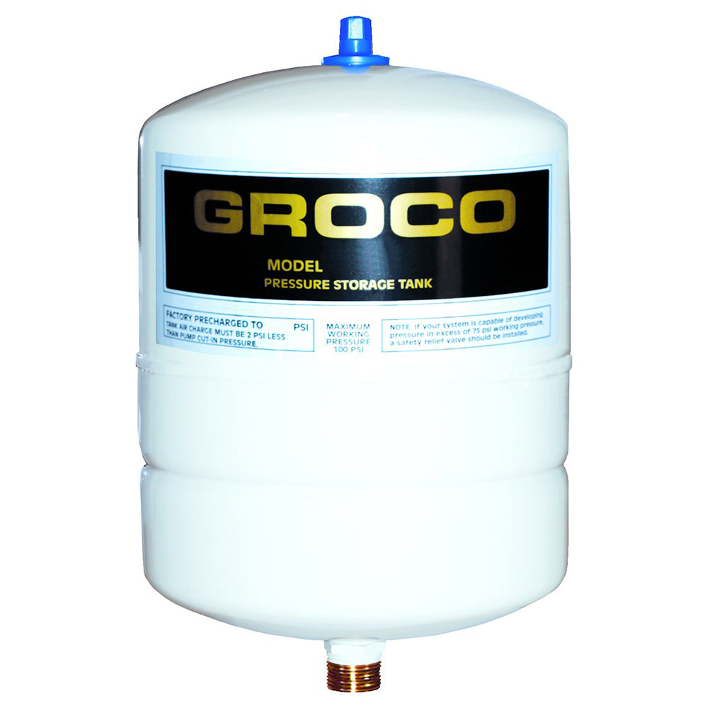 GROCO 1.4-gallon pressure storage tank for washdown and pressure pump systems, durable and compact for water pressure regulation