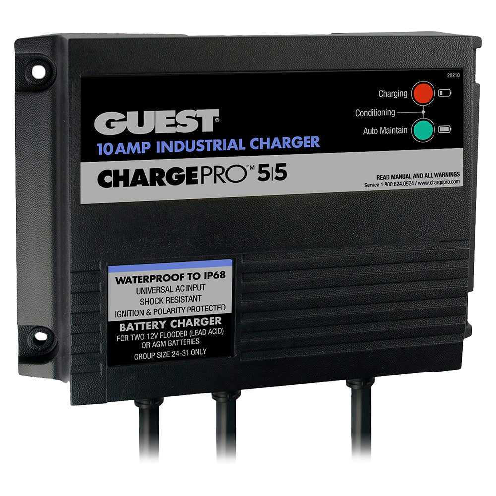 Guest 10AMP 12/24V 2 Bank On-Board Battery Charger with 120V Input, designed for vehicle or marine batteries.