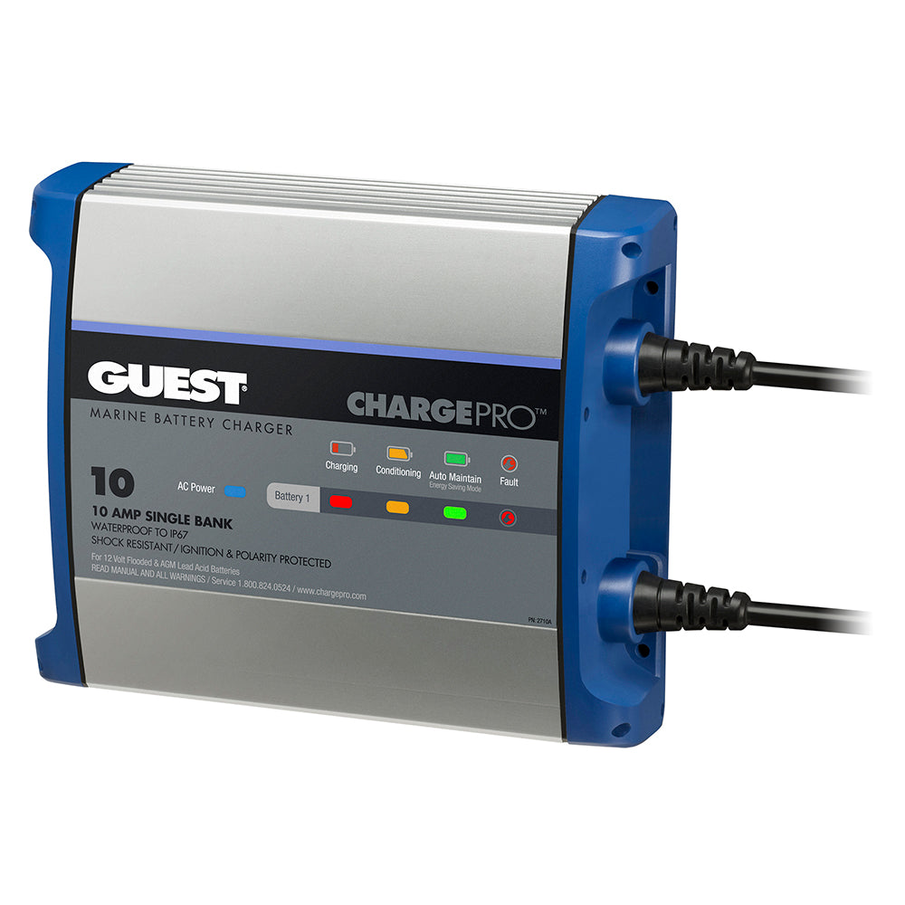Guest On-Board Battery Charger 10A, 12V, 1 Bank, 120V input, marine battery charger with compact design and durable construction.