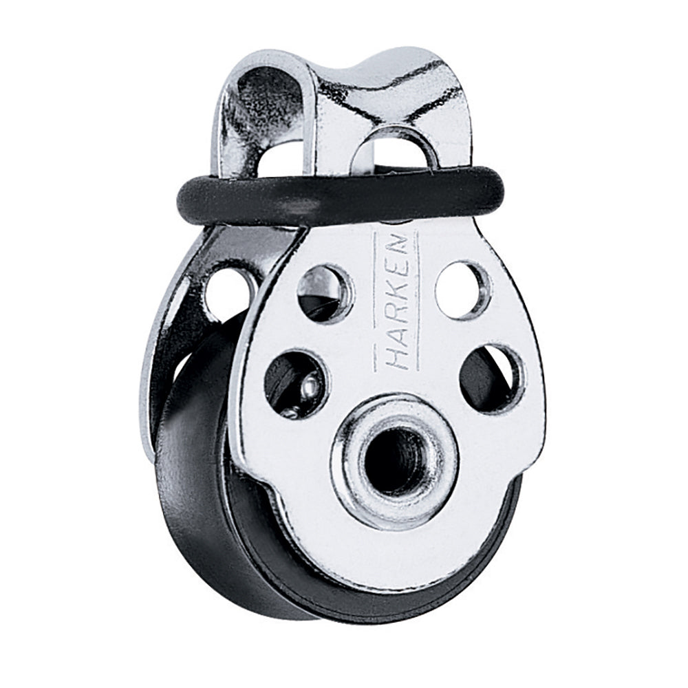 Harken 16mm block with black and silver frame, designed for sailing and rigging applications.
