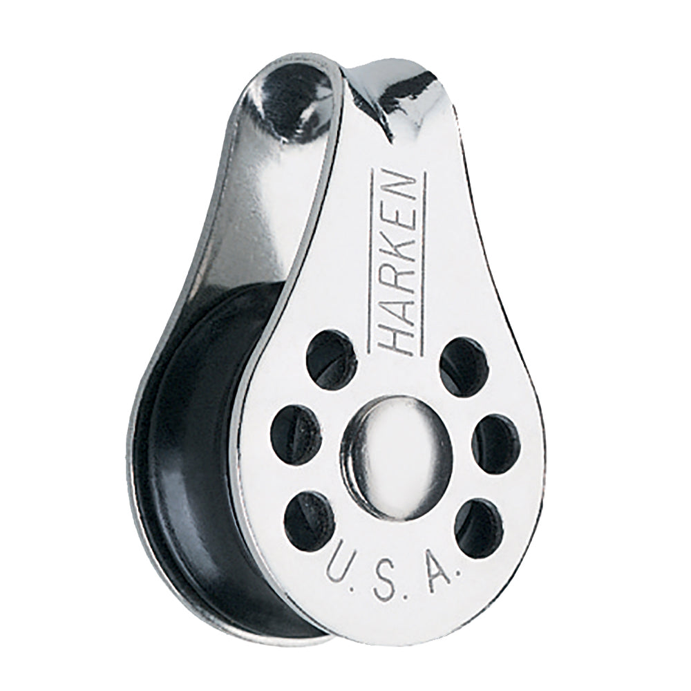 Harken 22mm Micro Block showing compact sailing block with sheave and attachment point on a white background