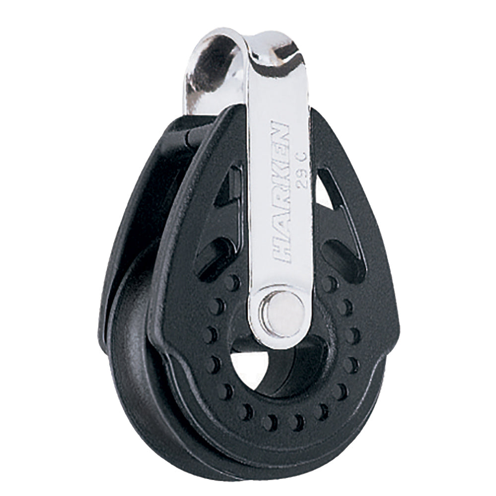 Harken 29mm Carbo Air Block, a lightweight sailing block with a black body and stainless steel sheaves for smooth performance.