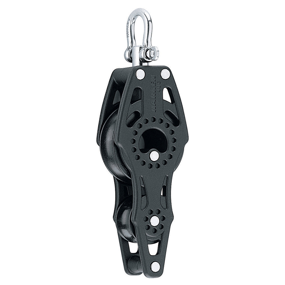 Harken 40mm Carbo Air Fiddle Block with swivel and becket, sailing block for rigging and line management.