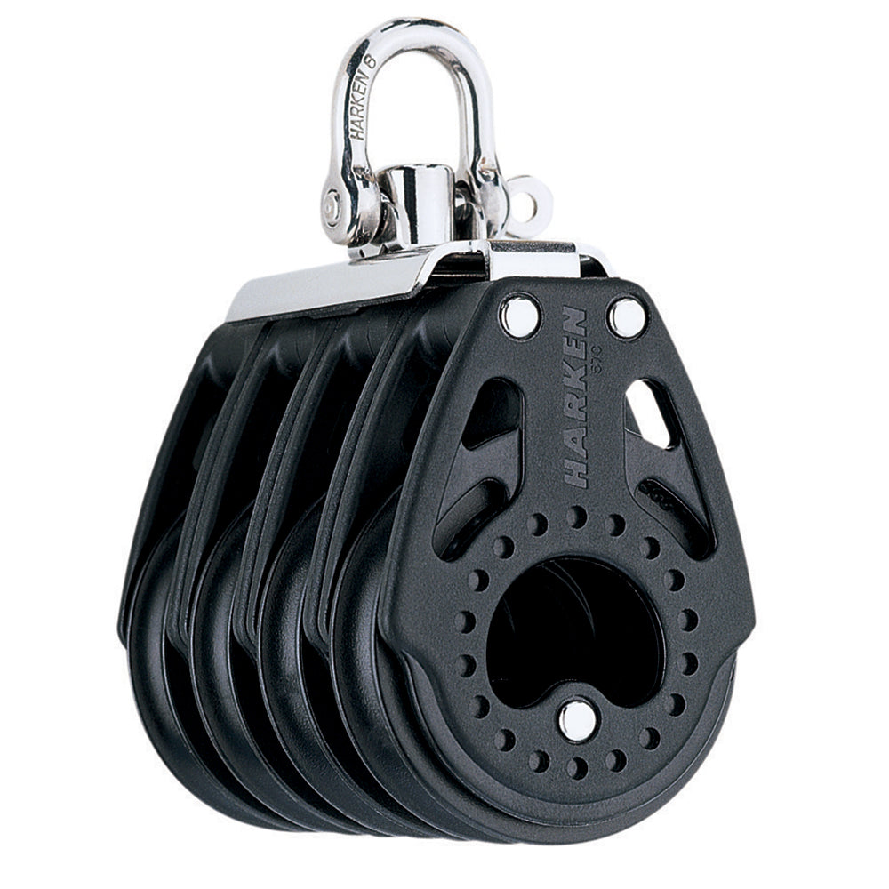 Harken 57mm Carbo Quad Block with swivel, a sailing block made of durable carbon composite and metal swivel for smooth operation.