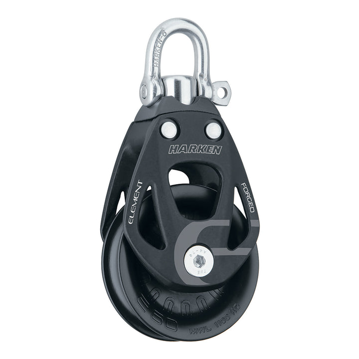 Harken 60mm single aluminum block with swivel, used for sailing and rigging applications, featuring durable construction and smooth operation.