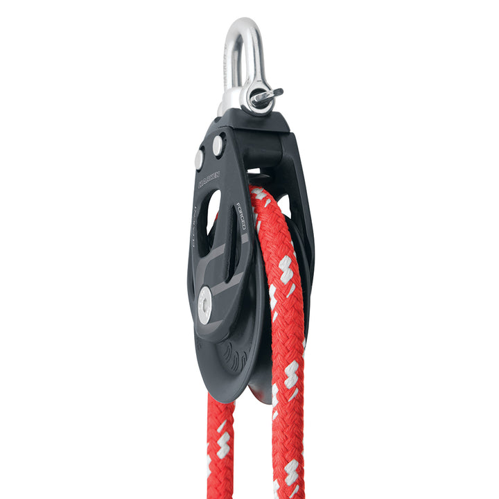 Harken 60mm single aluminum block with swivel for sailing, featuring a durable construction and smooth operation.