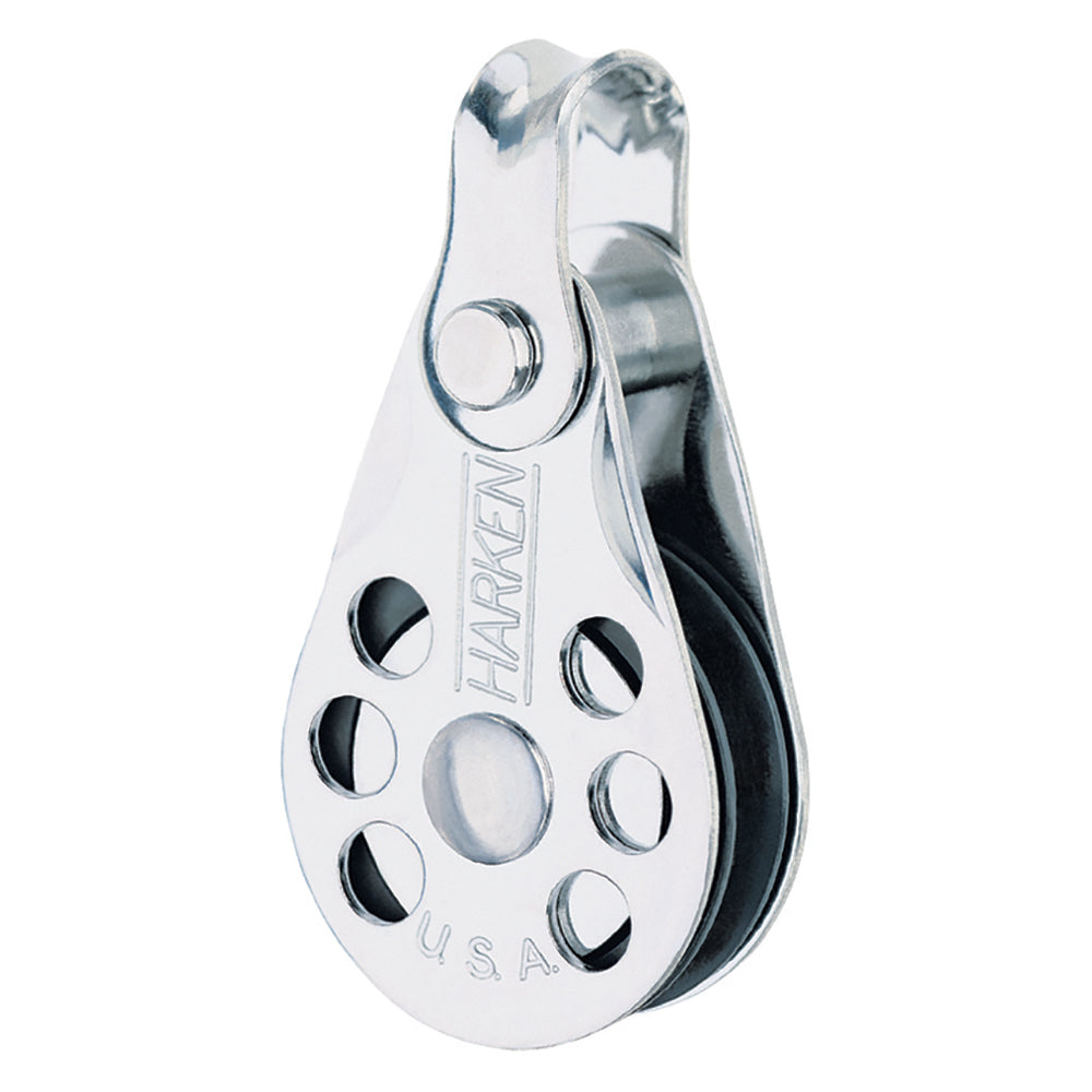 Harken 25mm wire block with shackle for fishing outrigger accessories, durable marine-grade hardware for secure rigging.